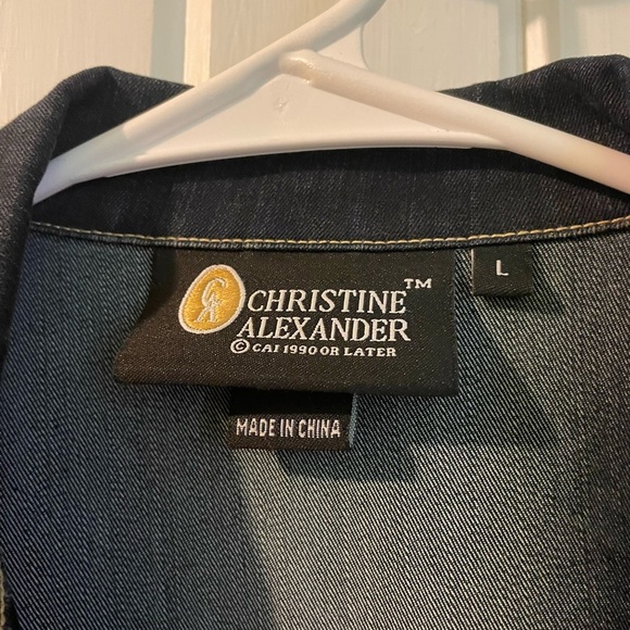 CHRISTINE ALEXANDER swarovoski bling jean jacket large EUC - Picture 6 of 7